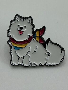 LGBTQ RAINBOW PRIDE SAMOYED DOG WITH BANDANA FLAIR ENAMEL PIN